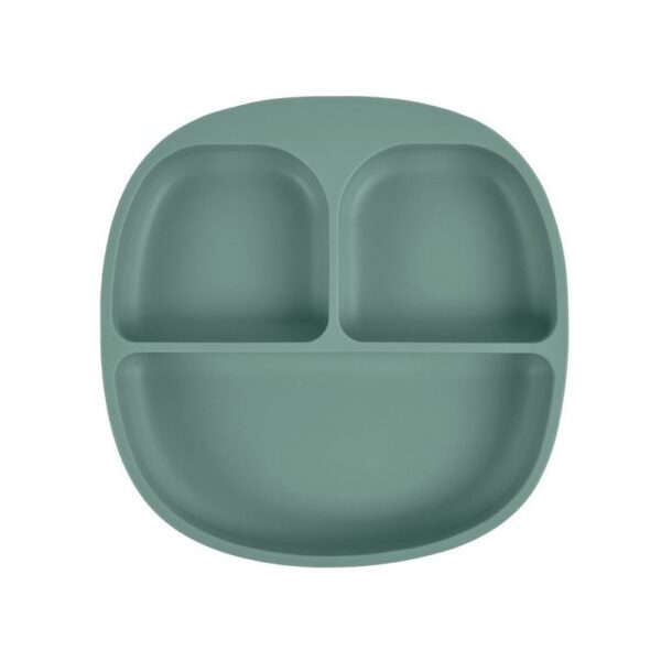 MIMIO Silikonový dělený talíř s protiskluzem - OIL GREEN