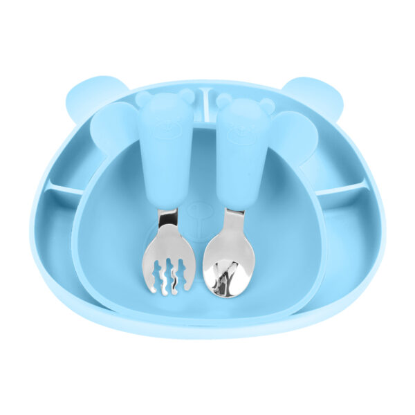 MIMIO Silikonový jídelní set BEAR - BABY BLUE