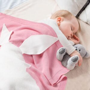 MIMIO Pletená deka 3D ZAJKO – Ružová