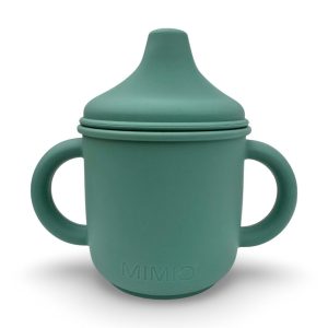 MIMIO Silikonový hrneček s pítkem - OIL GREEN