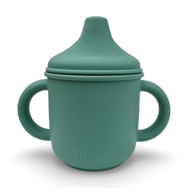 MIMIO Silikonový hrneček s pítkem - OIL GREEN