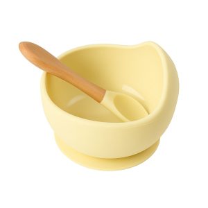 MIMIO Silikónová miska s lyžičkou – ŽLTÁ