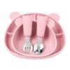 IMIO Silikónový jedálenský set BEAR – ROSE