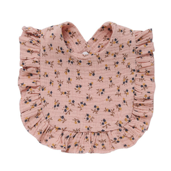 MIMIO Bryndák/Slintáček mušelínový s volánkem - Tiny flowers pink
