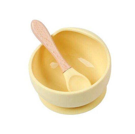 MIMIO Silikónová miska s lyžičkou – ŽLTÁ
