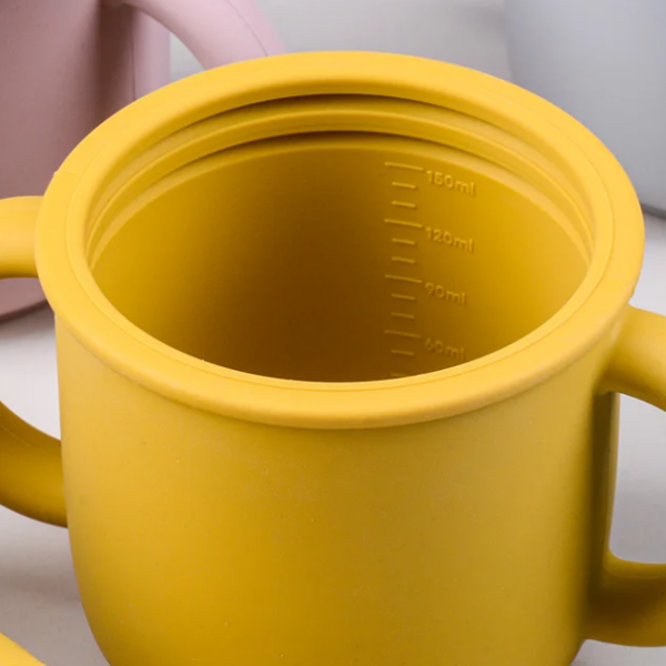 MIMIO Silikonový kelímek s brčkem a oušky - PASTEL BLUE