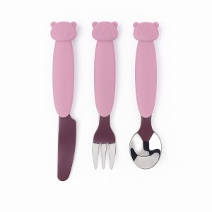 MIMIO Silikónový set príborov BEAR – BLUSH