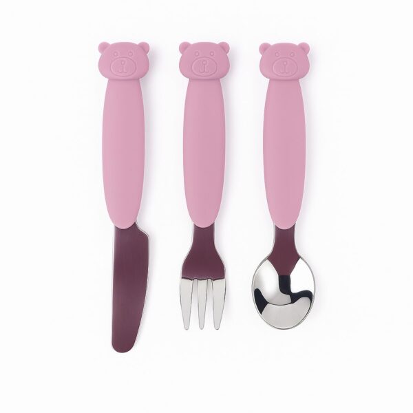 MIMIO Silikónový set príborov BEAR – BLUSH