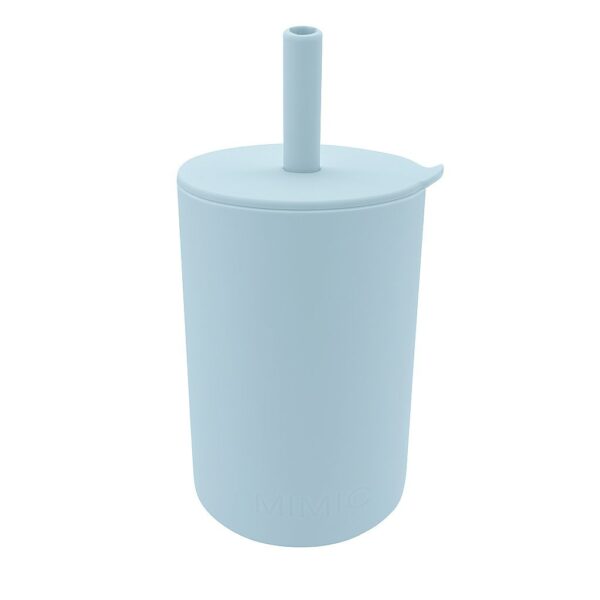 MIMIO Silikónový kelímok so slamkou – PASTEL BLUE