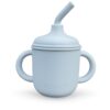 MIMIO Silikónový hrnček s brčkom a uškami - PASTEL BLUE