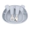 MIMIO Silikónový jedálenský set BEAR – LIGHT GREY
