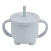 MIMIO Silikónový hrnček Tučniak s brčkom – LIGHT GREY