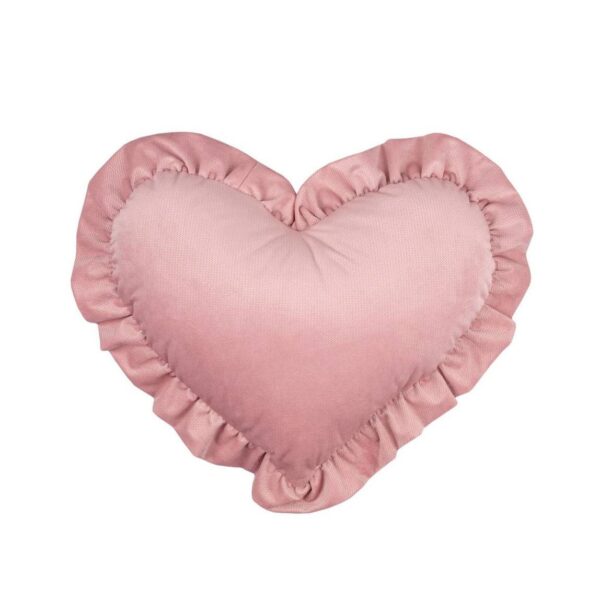MIMIO Vankúšik HEART s volánikom VELVET – Ružová
