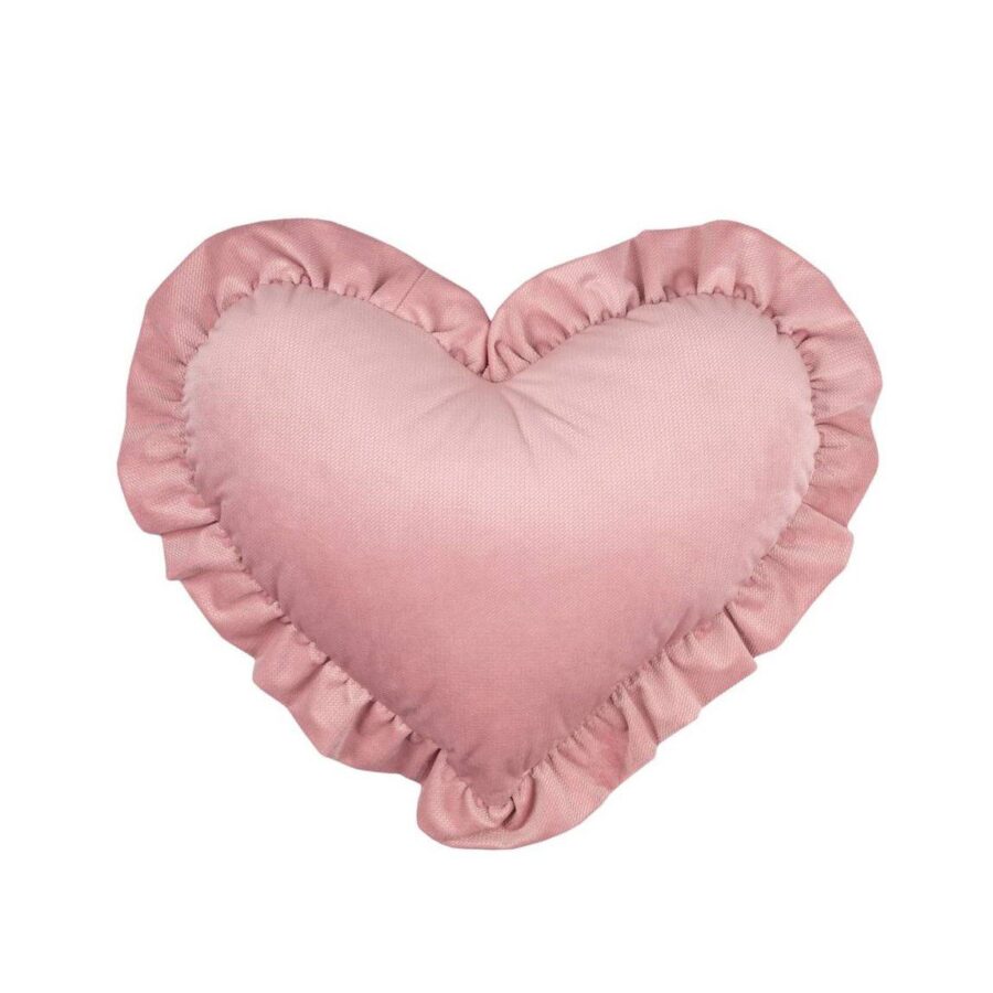 MIMIO Vankúšik HEART s volánikom VELVET – Ružová