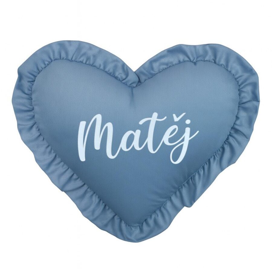 MIMIO Vankúšik HEART s volánikom VELVET– Džínsová