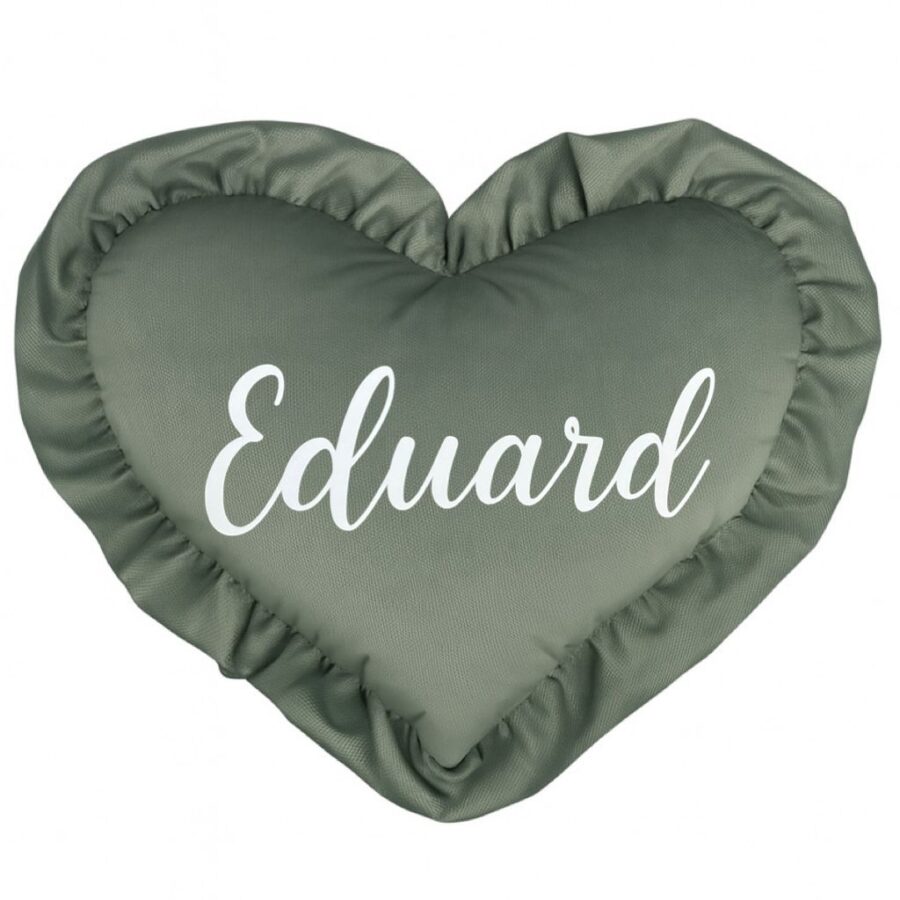 MIMIO Vankúšik HEART s volánikom VELVET – Khaki