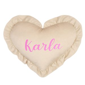 MIMIO Vankúšik HEART s volánikom VELVET – Béžový