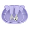 MIMIO Silikónový jedálenský set BEAR – PASTEL LILAC