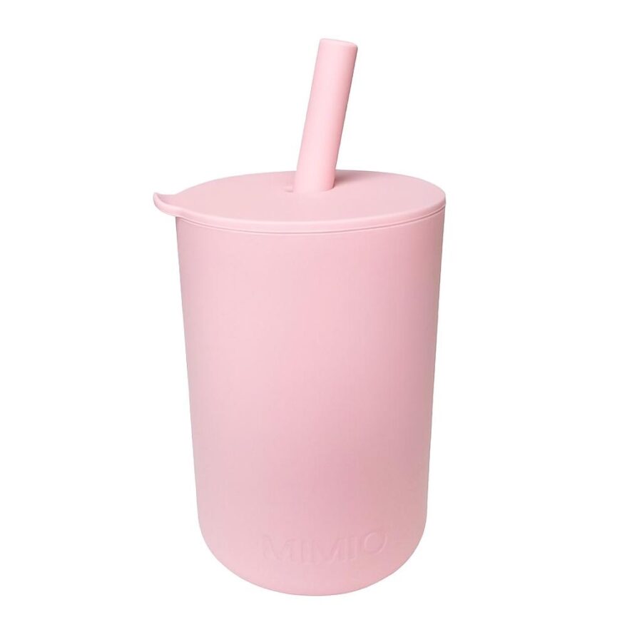 MIMIO Silikónový pohárik so slamkou – ROSE