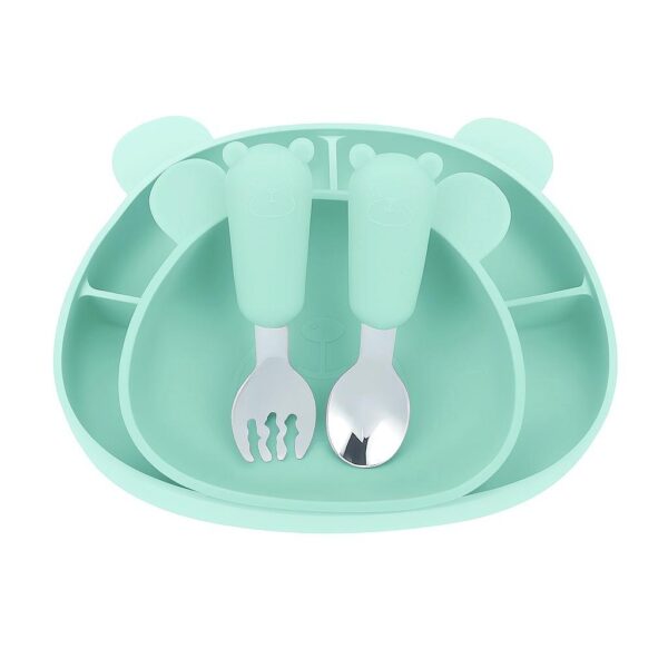 MIMIO Silikónový jedálenský set BEAR – MINT