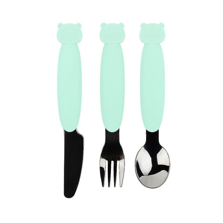 MIMIO Silikónový set príborov BEAR – MINT