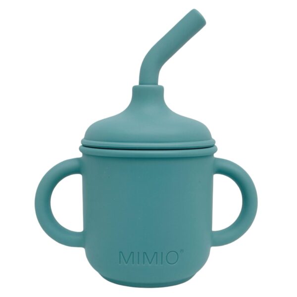 MIMIO Silikónový hrnček s brčkom a uškami – SMOKE BLUE