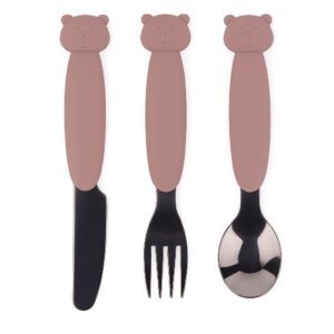 MIMIO Silikónový set príborov BEAR – PALE MAUVE