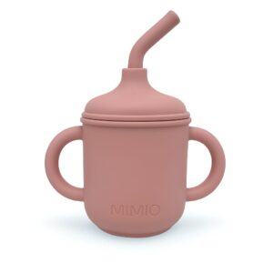 MIMIO Silikónový hrnček s brčkom a uškami – ROSE DAWN