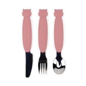 MIMIO Silikónový set príborov BEAR – ROSE DAWN