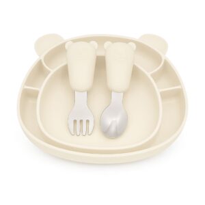 MIMIO Silikónový jedálenský set BEAR – IVORY