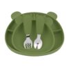 MIMIO Silikónový jedálenský set BEAR – ARMY GREEN