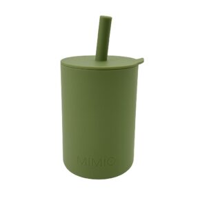 MIMIO Silikónový pohárik so slamkou – ARMY GREEN