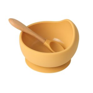 MIMIO Silikónová miska s lyžičkou – HORČICOVÁ