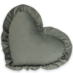 MIMIO Polštářek HEART s volánkem VELVET - Khaki