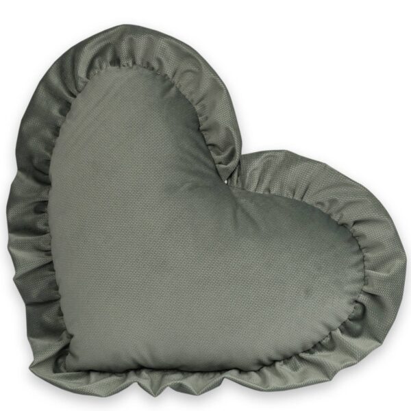 MIMIO Polštářek HEART s volánkem VELVET - Khaki