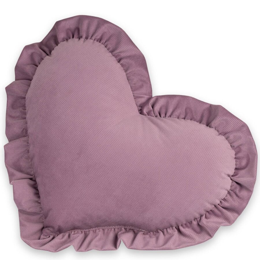 MIMIO Polštářek HEART s volánkem VELVET - Bordó