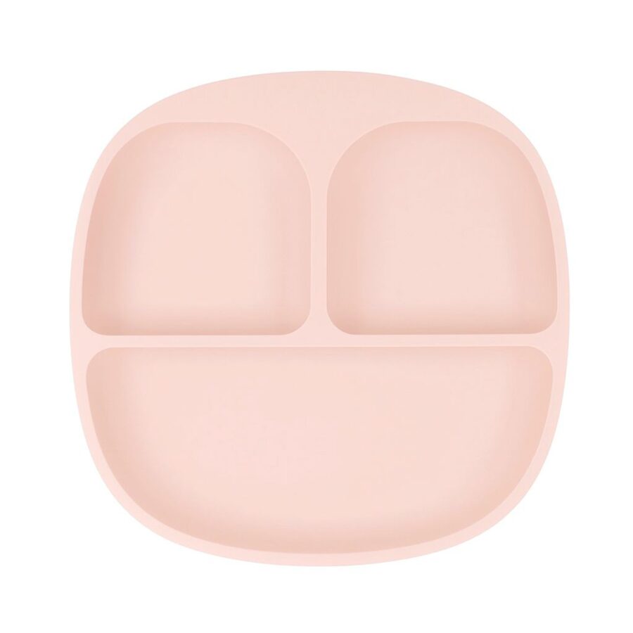 MIMIO Silikónový delený tanier s protišmykovou prísavkou – SOFT PINK