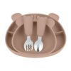 MIMIO Silikónový jedálenský set BEAR – CAMEL