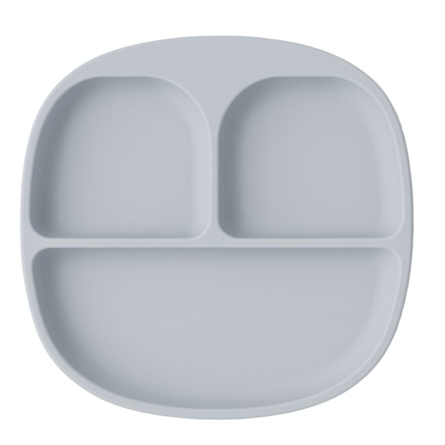 MIMIO Silikónový delený tanier s protišmykom – LIGHT GREY