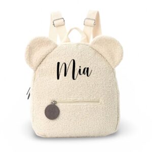 MIMIO Detský batôžtek (s menom) Teddy – OFF WHITE