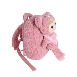 METOO Detský batôžtek (s menom) s plyšovou bábikou – PINK BEAR